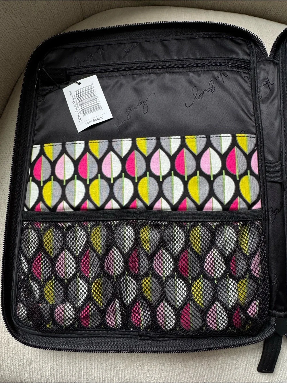 Vera Bradley Tablet Tamer Organizer Classic Black Quilted Zip Around NEW w/ Tags
